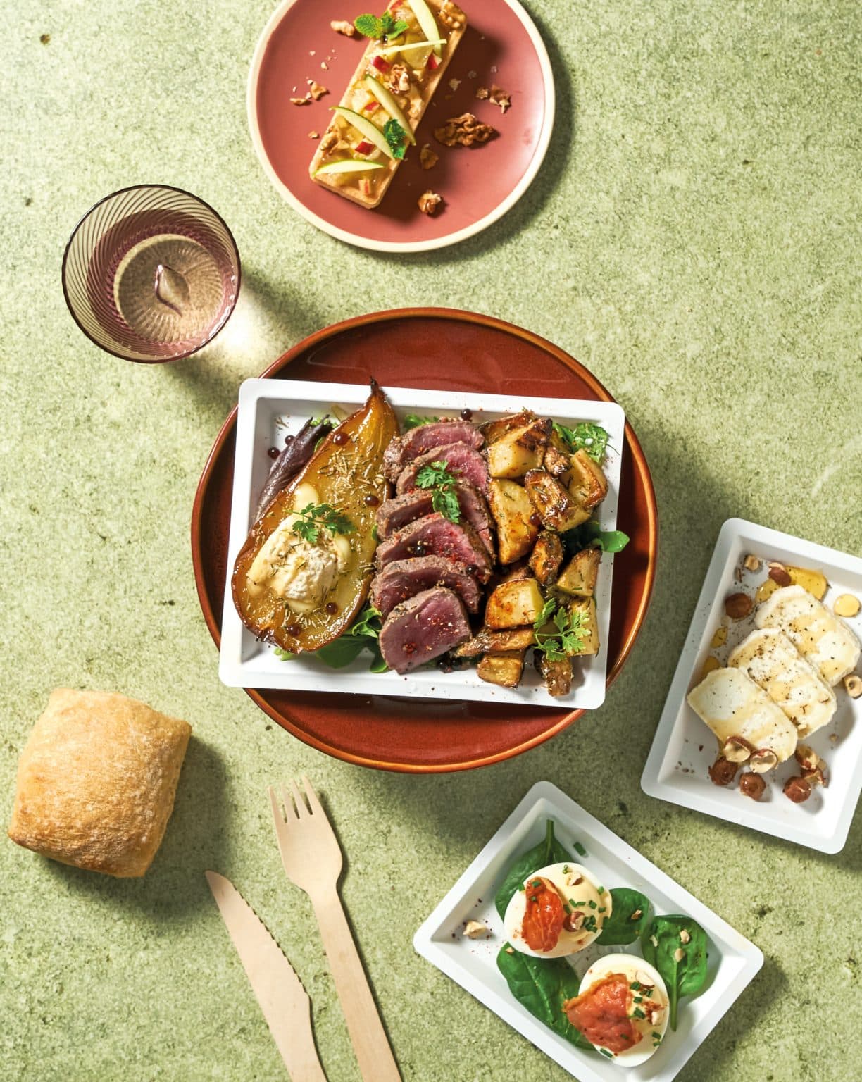 Plateau repas dressé, gamme du chef